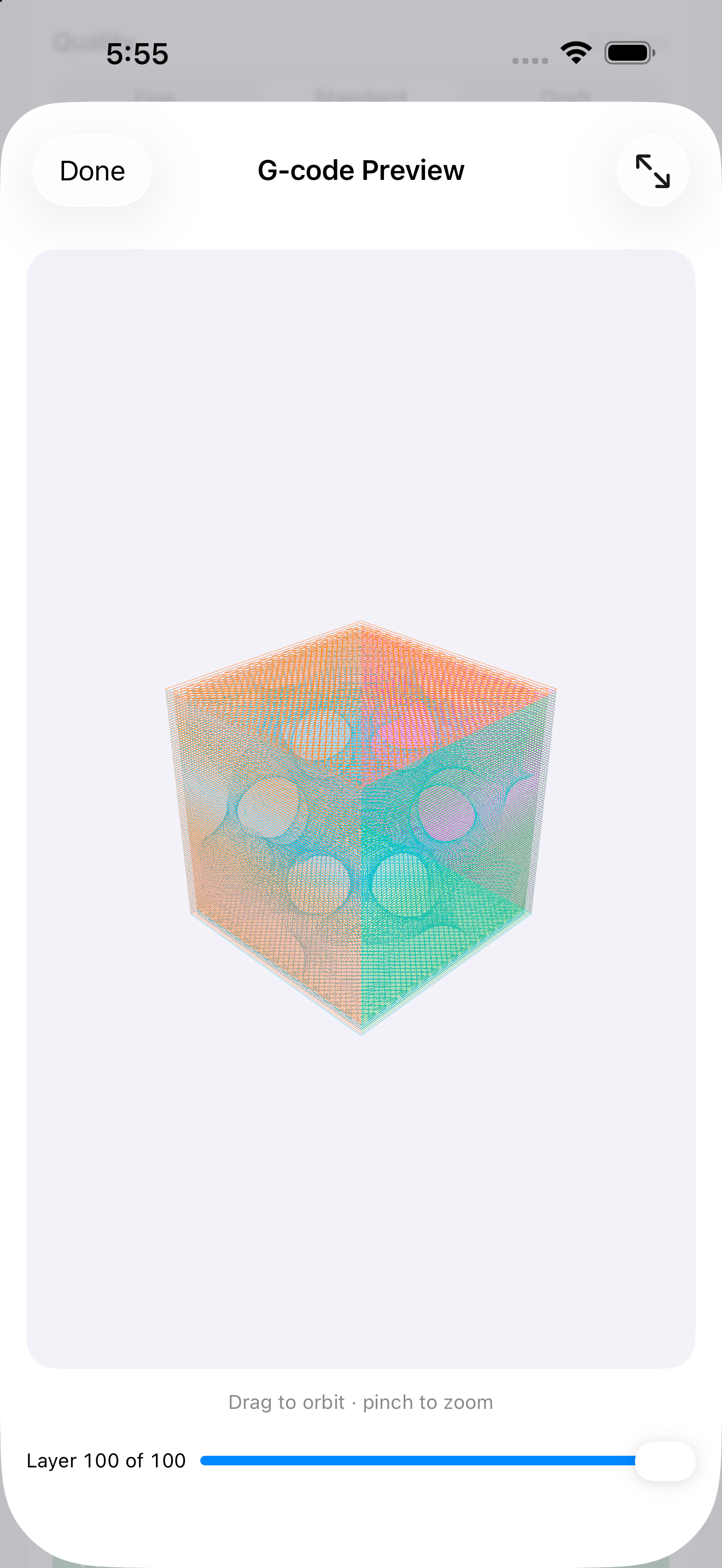 G-code layer preview